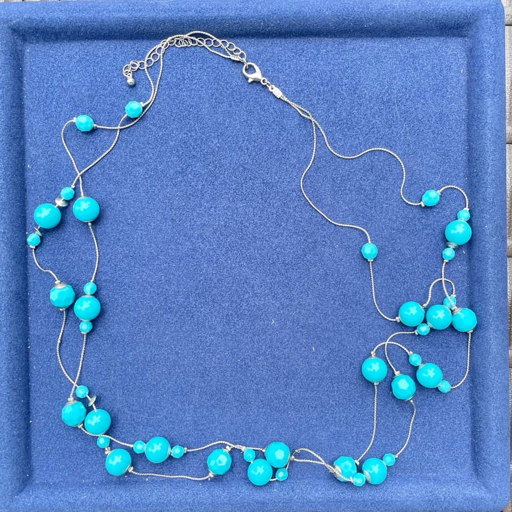 Blue Stone LONG Wrap Necklace